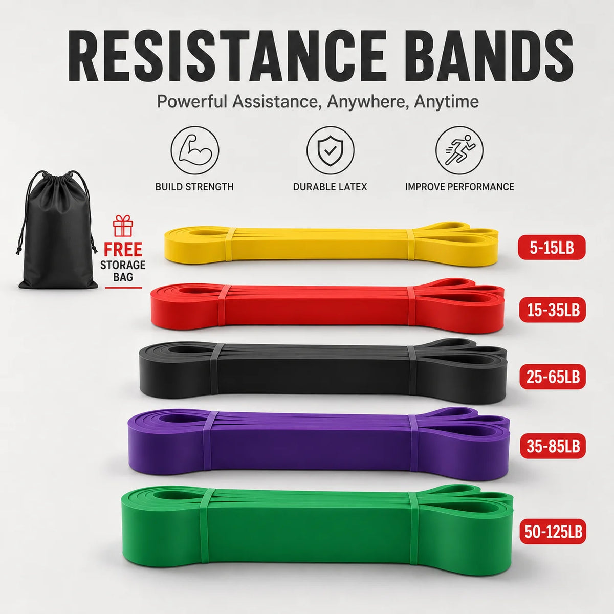 Fitness-Widerstandsband - Yoga, Pilates - Gummiband für das Heimtraining