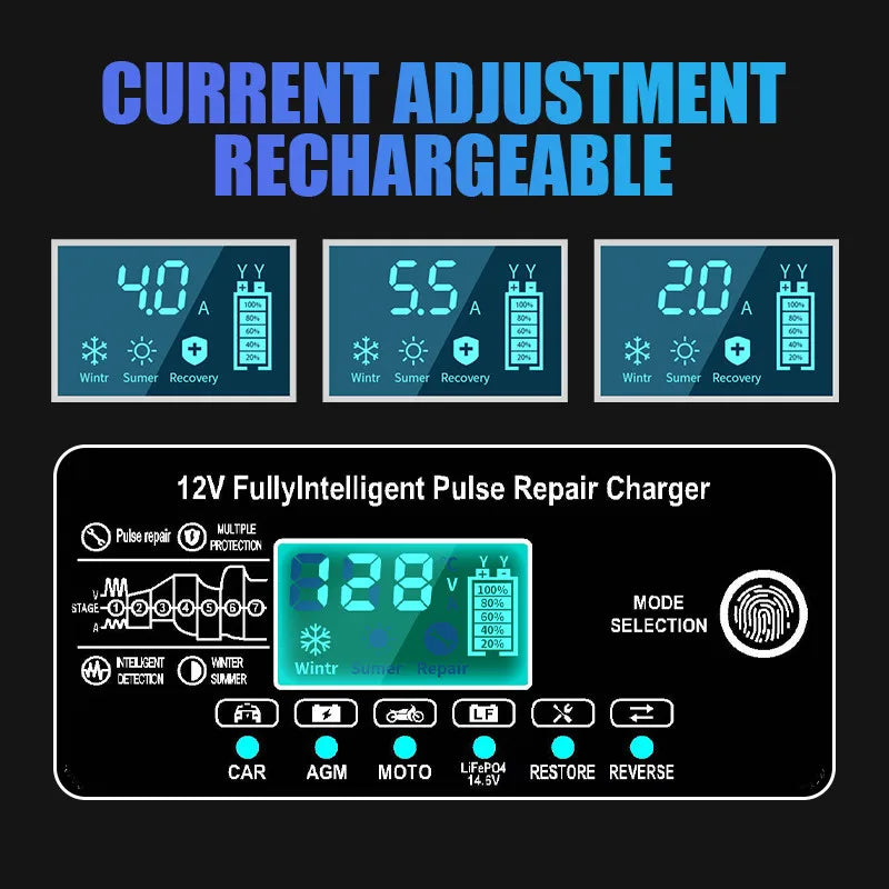 Batterieladegerät mit LCD-Anzeige 12 V 6 A