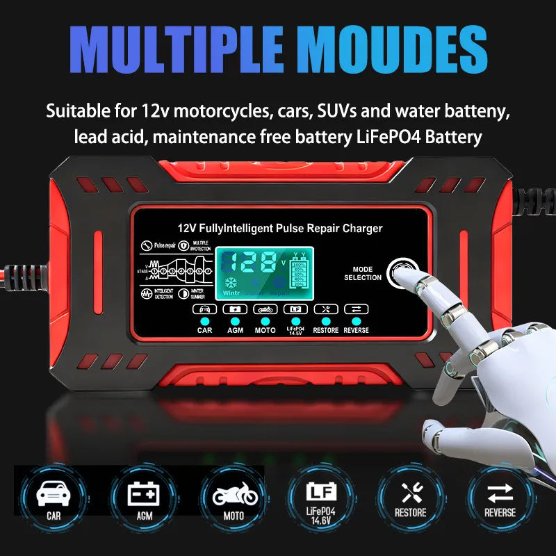 Batterieladegerät mit LCD-Anzeige 12 V 6 A