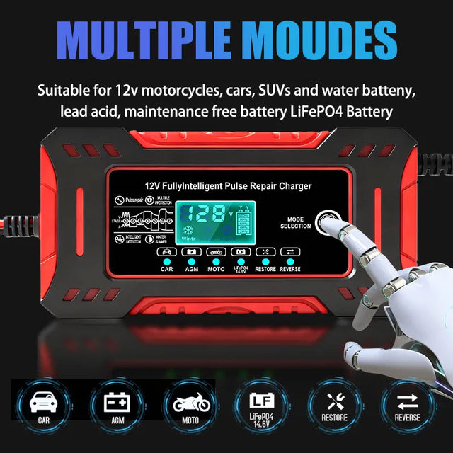 Batterieladegerät mit LCD-Anzeige 12 V 6 A